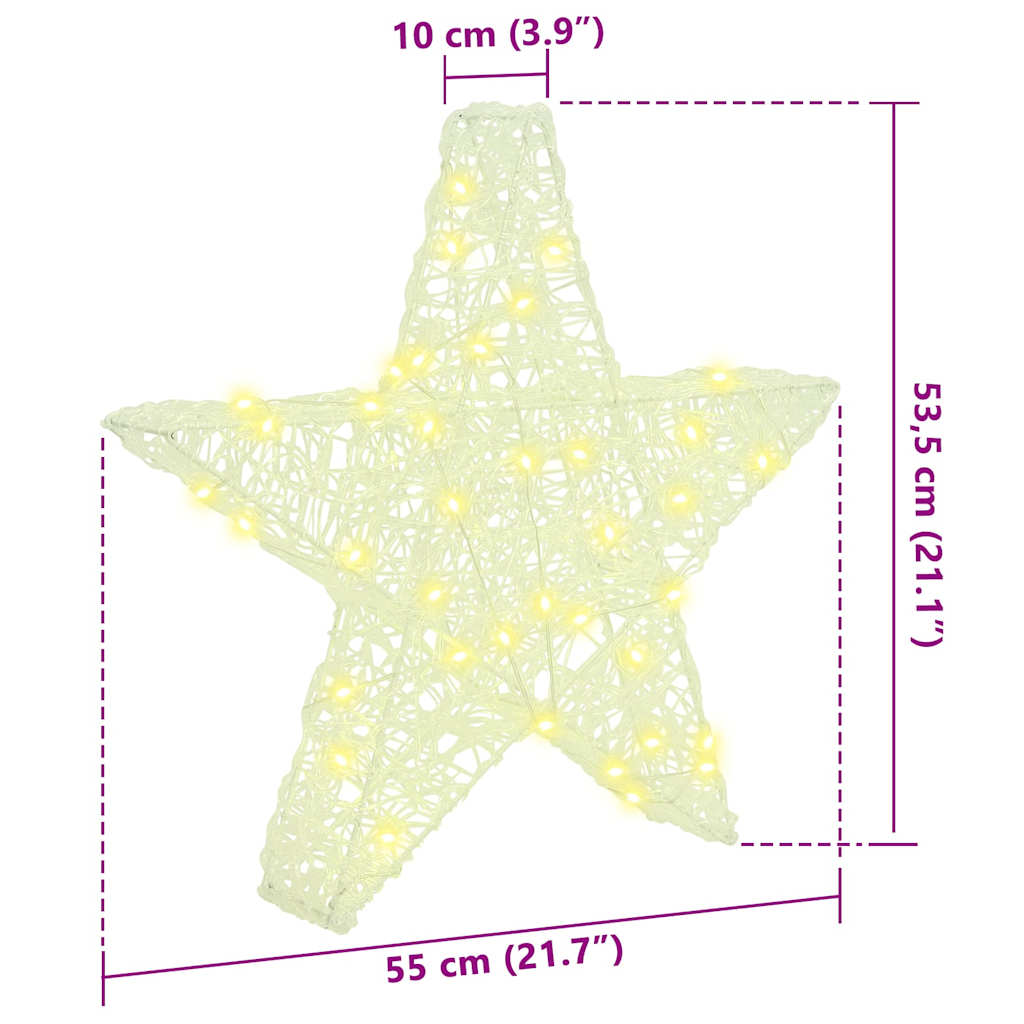 vidaXL 3D Stern mit 50 LEDs Warmweiß 55 x 53.5 x 10 cm Acryl