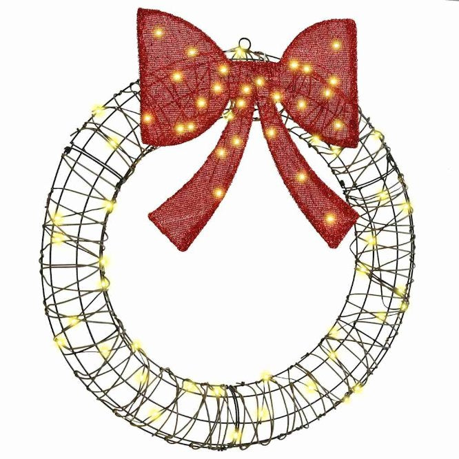 vidaXL Kranz mit 60 LEDs Warmweiß 75 cm PET