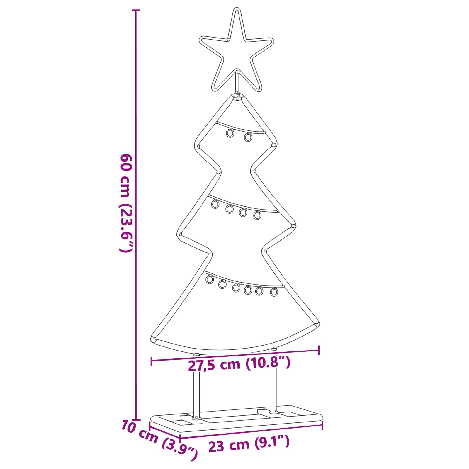 vidaXL Metall Weihnachtsbaum mit Ständer Schwarz 60 cm Stahl