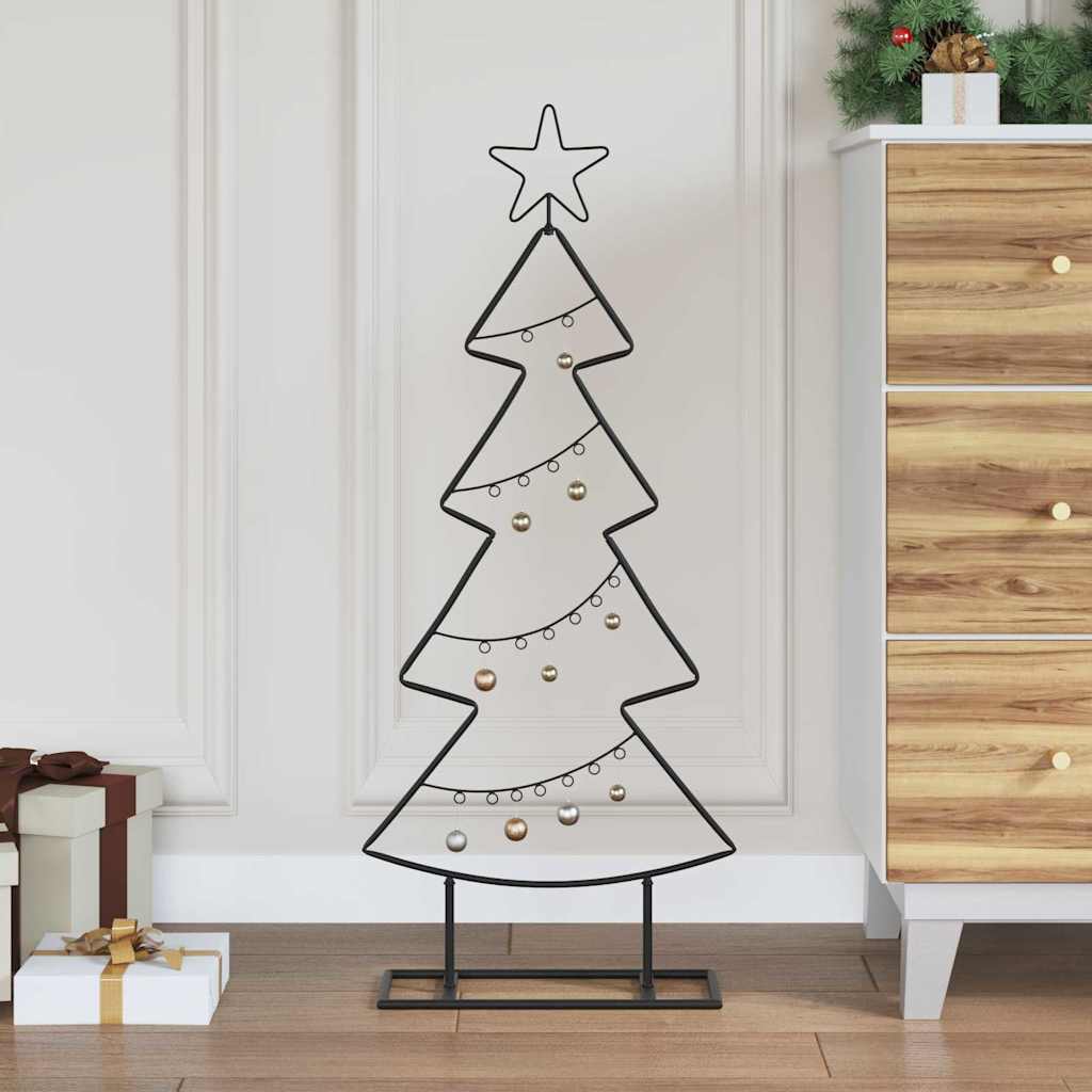 vidaXL Metall Weihnachtsbaum mit Ständer Schwarz 60 cm Stahl