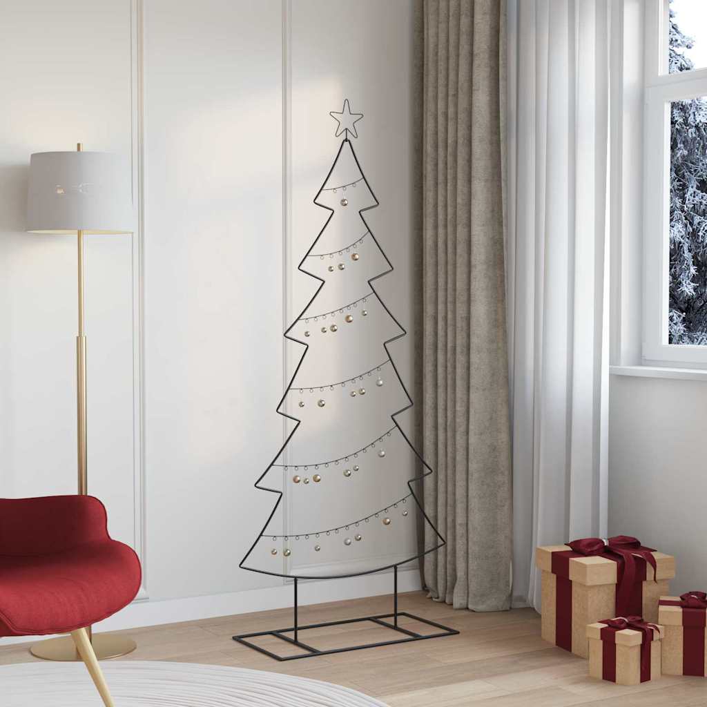 vidaXL Metall Weihnachtsbaum mit Ständer Schwarz 60 cm Stahl