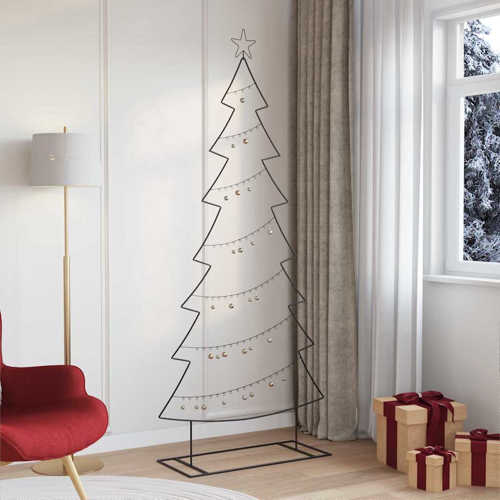 vidaXL Metall Weihnachtsbaum mit Ständer Schwarz 60 cm Stahl