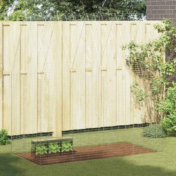 vidaXL Hühnerkäfig 2 pcs Silber 600 x 100 x 210 cm Verzinkter Stahl