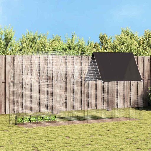 vidaXL Hühnerkäfig 2 pcs Silber 600 x 100 x 210 cm Verzinkter Stahl