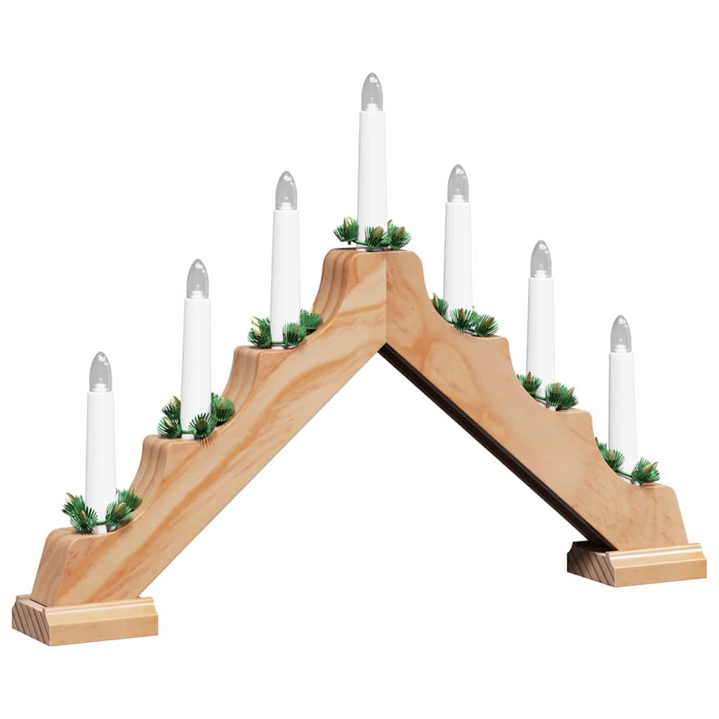 vidaXL Weihnachtskerzenbrücke mit 7 LEDs Braun 39,5 x 5 x 29 cm