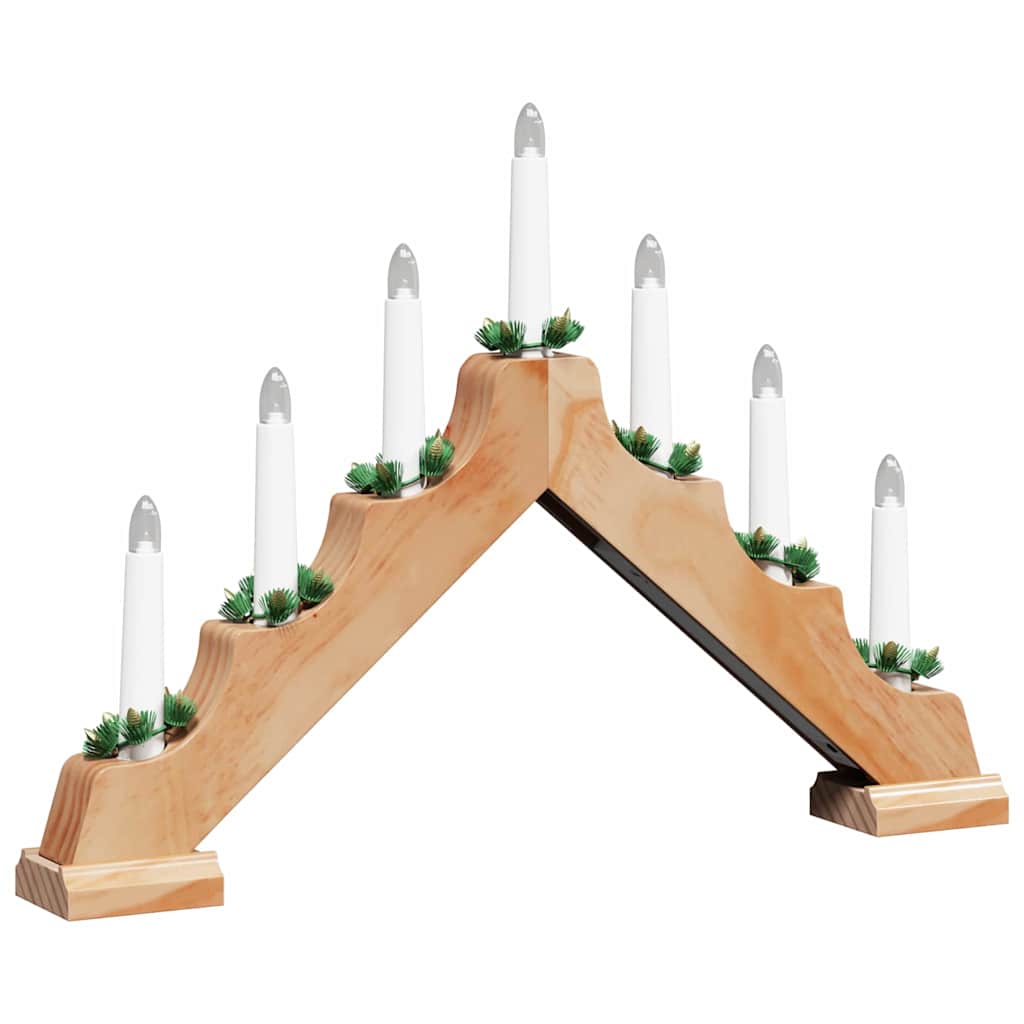 vidaXL Weihnachtskerzenbrücke mit 7 LEDs Braun 39,5 x 5 x 29 cm