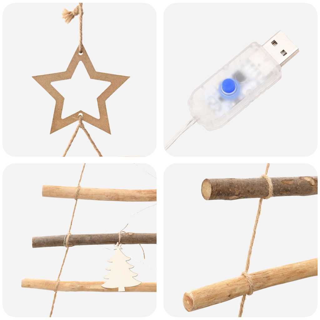 vidaXL Weihnachtsbaum mit 30 LEDs Natur 90 cm Massives Eschenholz