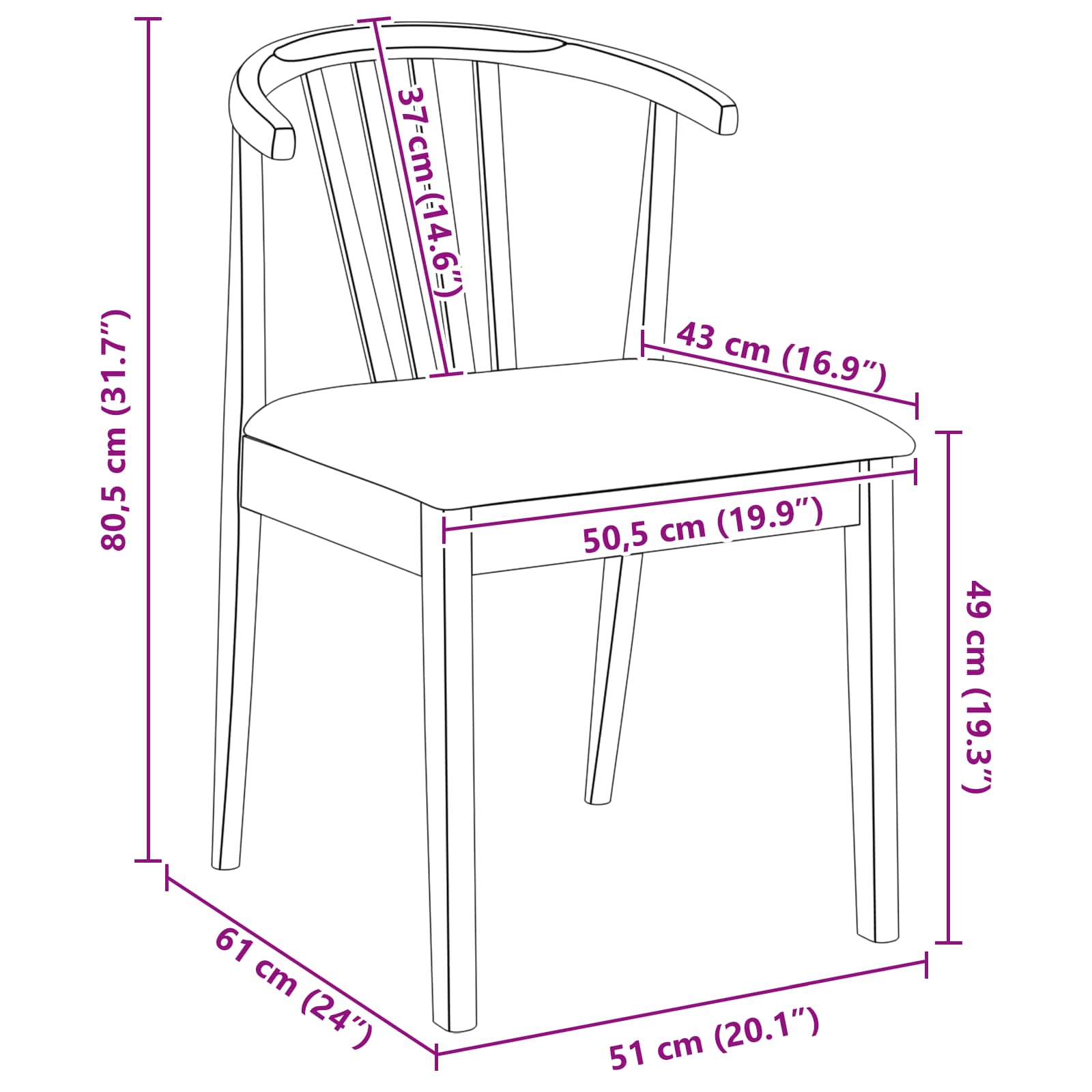 vidaXL Esszimmerstuhl 2 pcs Hellbraun und hell Solides Gummiholz