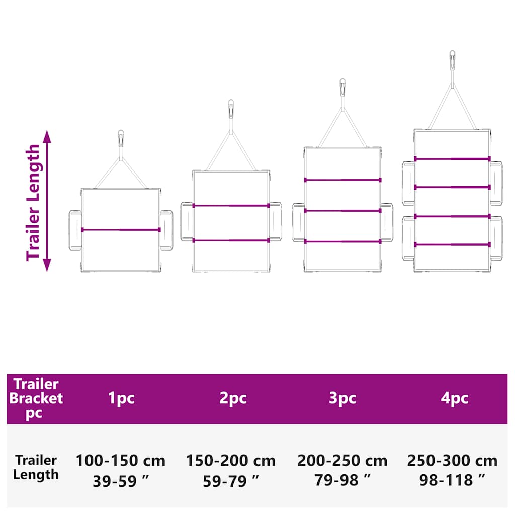 vidaXL geeignet für flache Planenhalterung 2 pcs Silber 100-145 cm