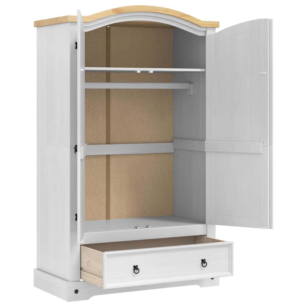 vidaXL Kleiderschrank Weiß 101 x 52 x 170 cm Massives Kiefernholz