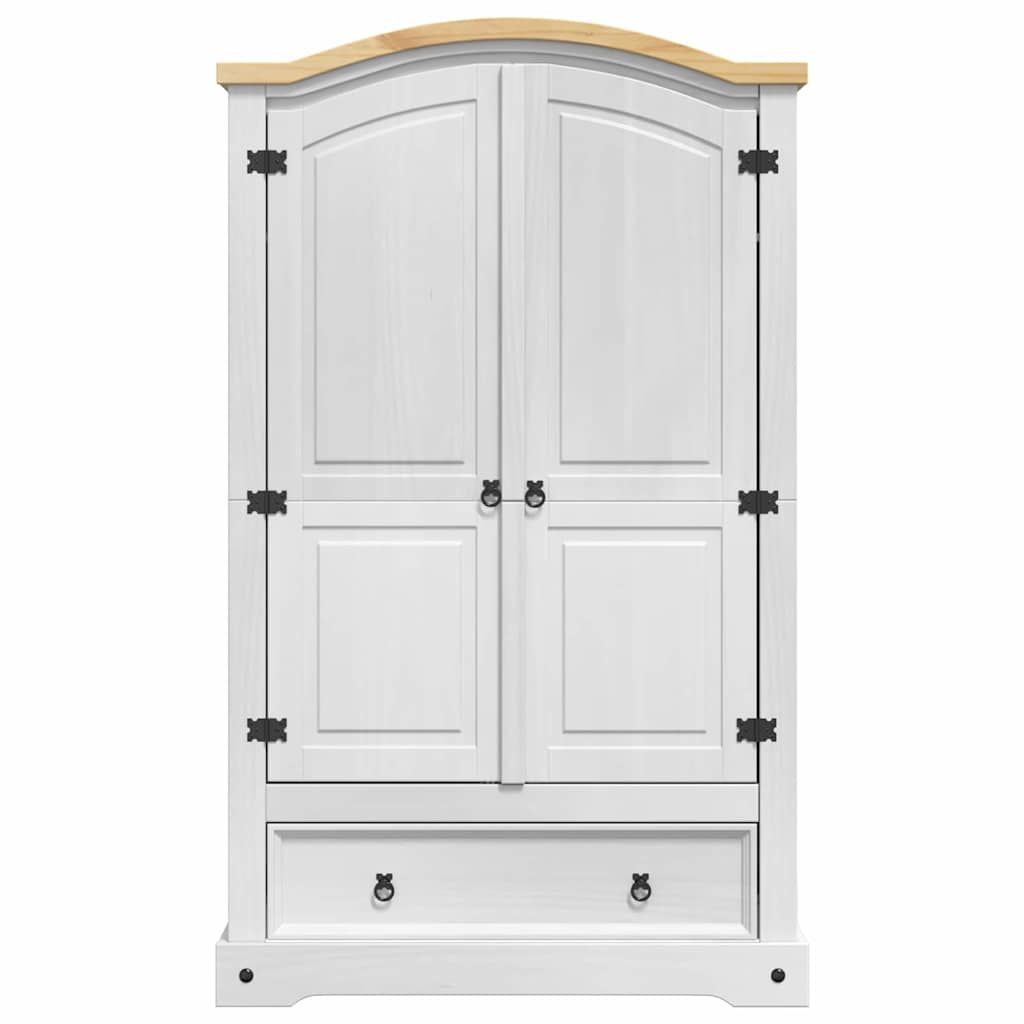 vidaXL Kleiderschrank Weiß 101 x 52 x 170 cm Massives Kiefernholz
