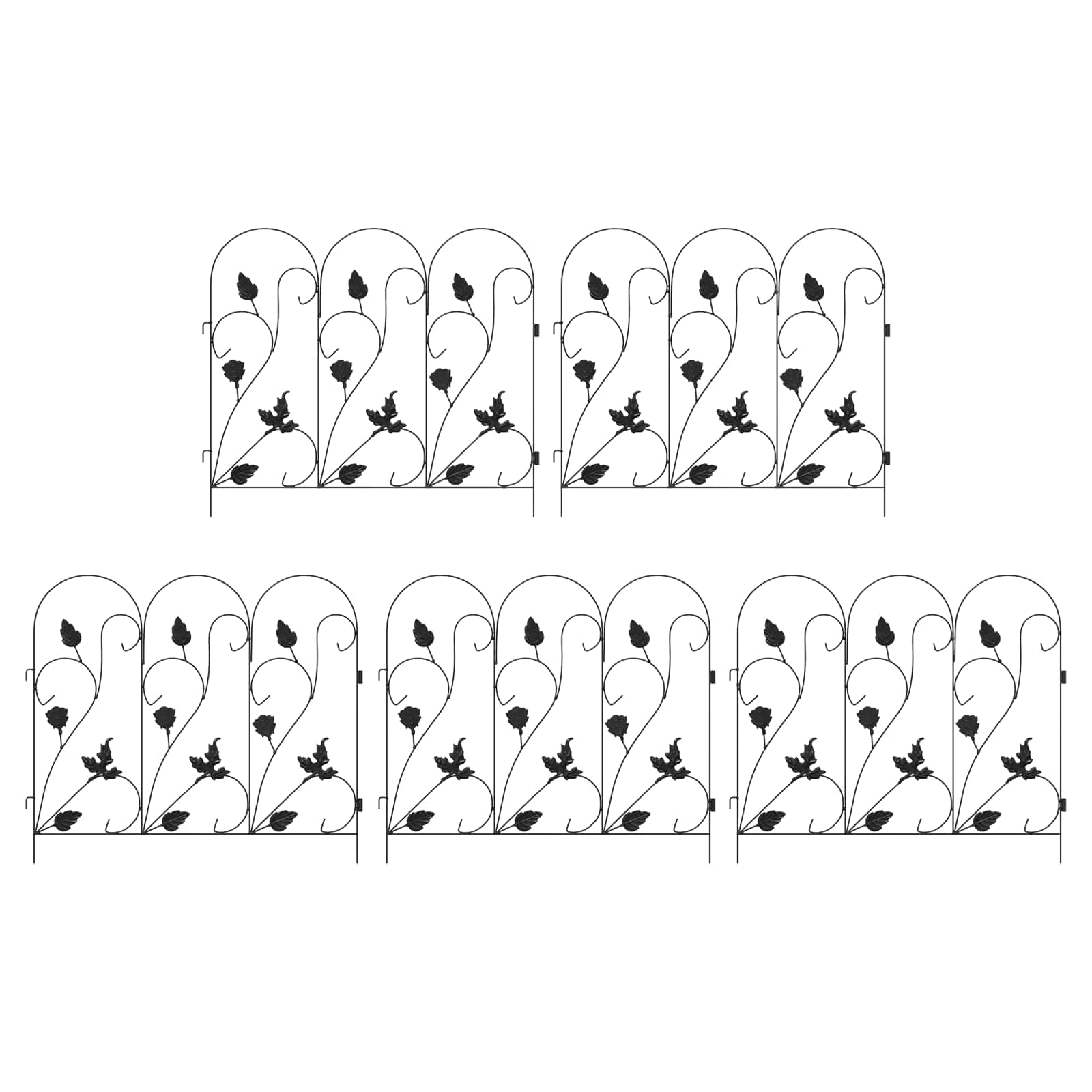 vidaXL Gartenzaun Spalier Schwarz 307 x 54,5 x 0,3 cm