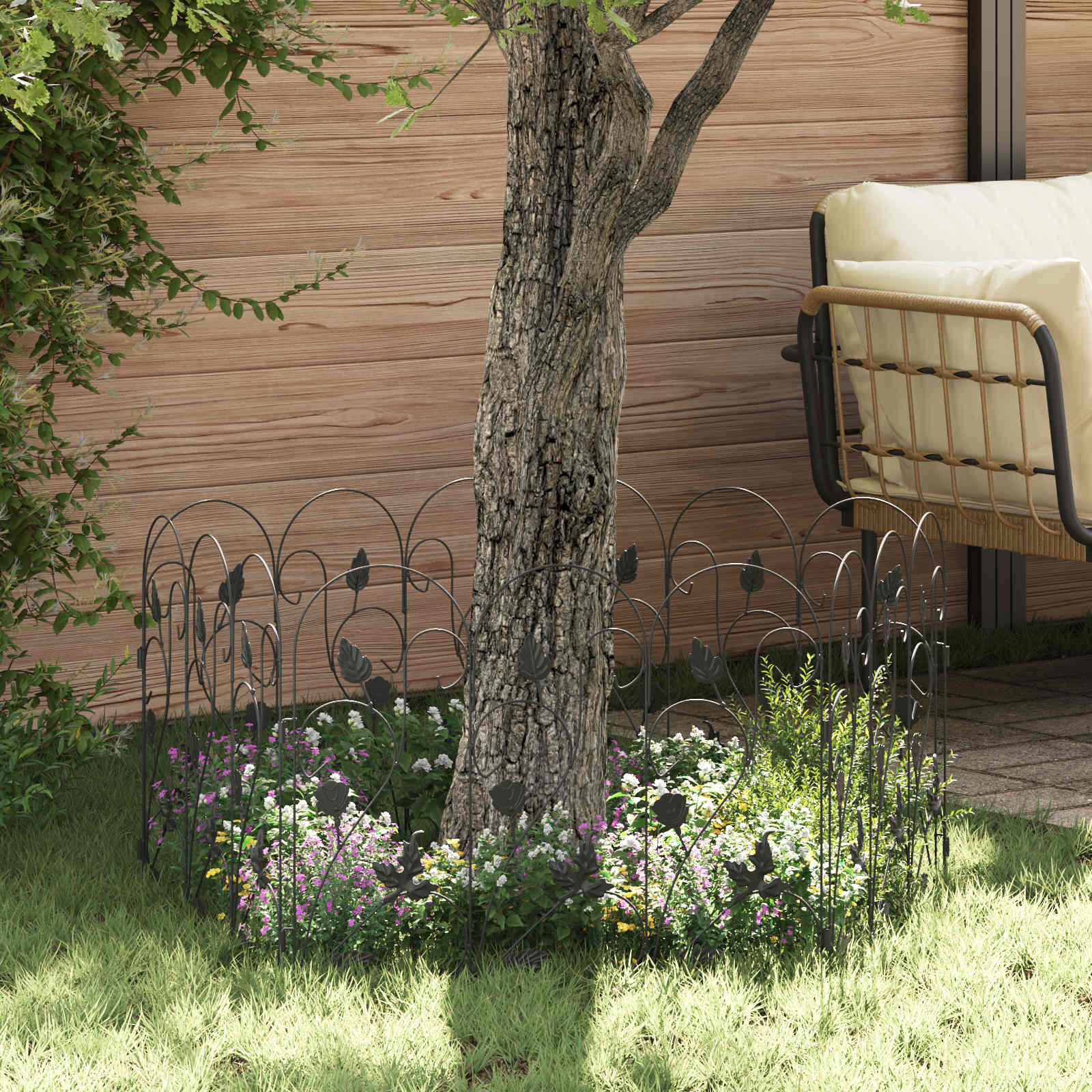 vidaXL Gartenzaun Spalier Schwarz 307 x 54,5 x 0,3 cm