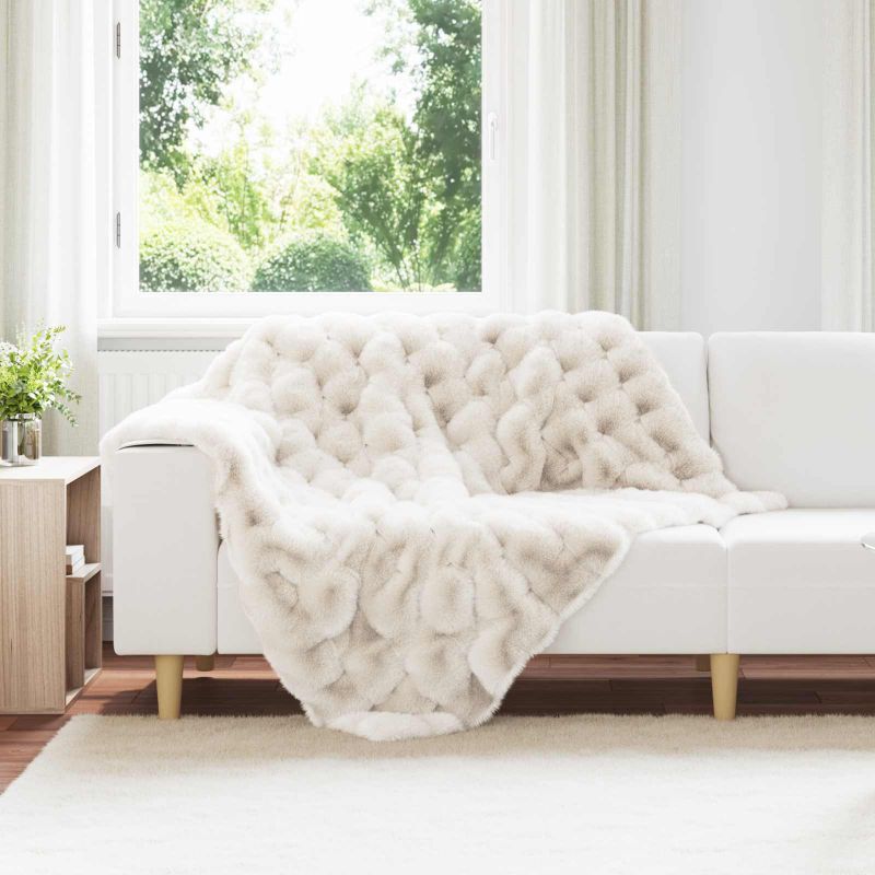 vidaXL Kunstfell Kaninchenfell Decke Beige 130 x 150 cm Polyester