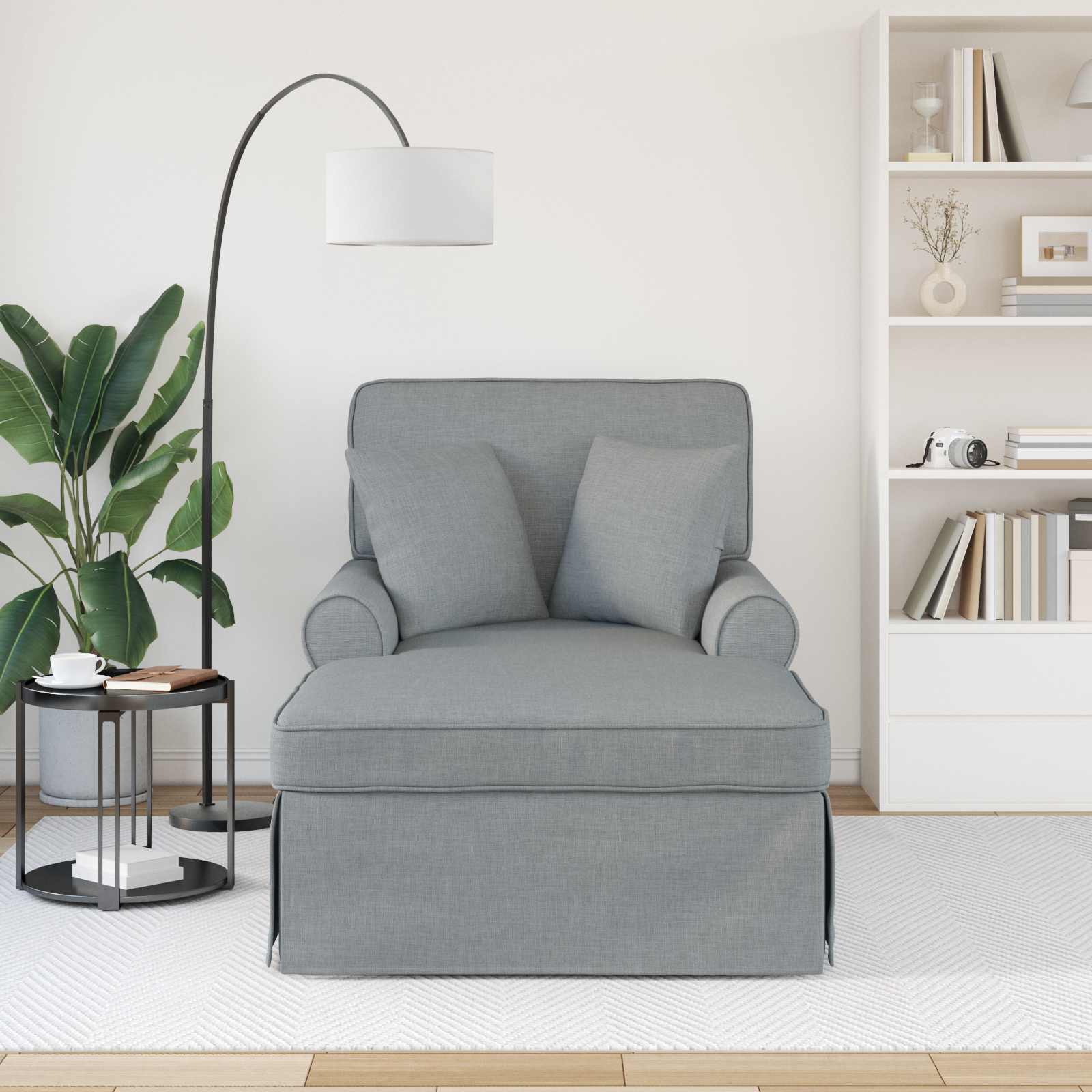 vidaXL Chaise Lounge mit Rock Hellgrau 91 x 157 x 91 cm Stoff