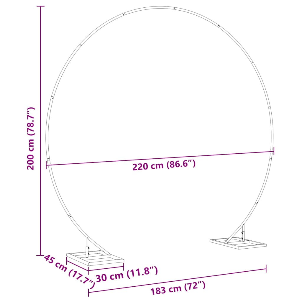 vidaXL Hochzeitsbogen Weiß 220 x 45 x 200 cm Stahl