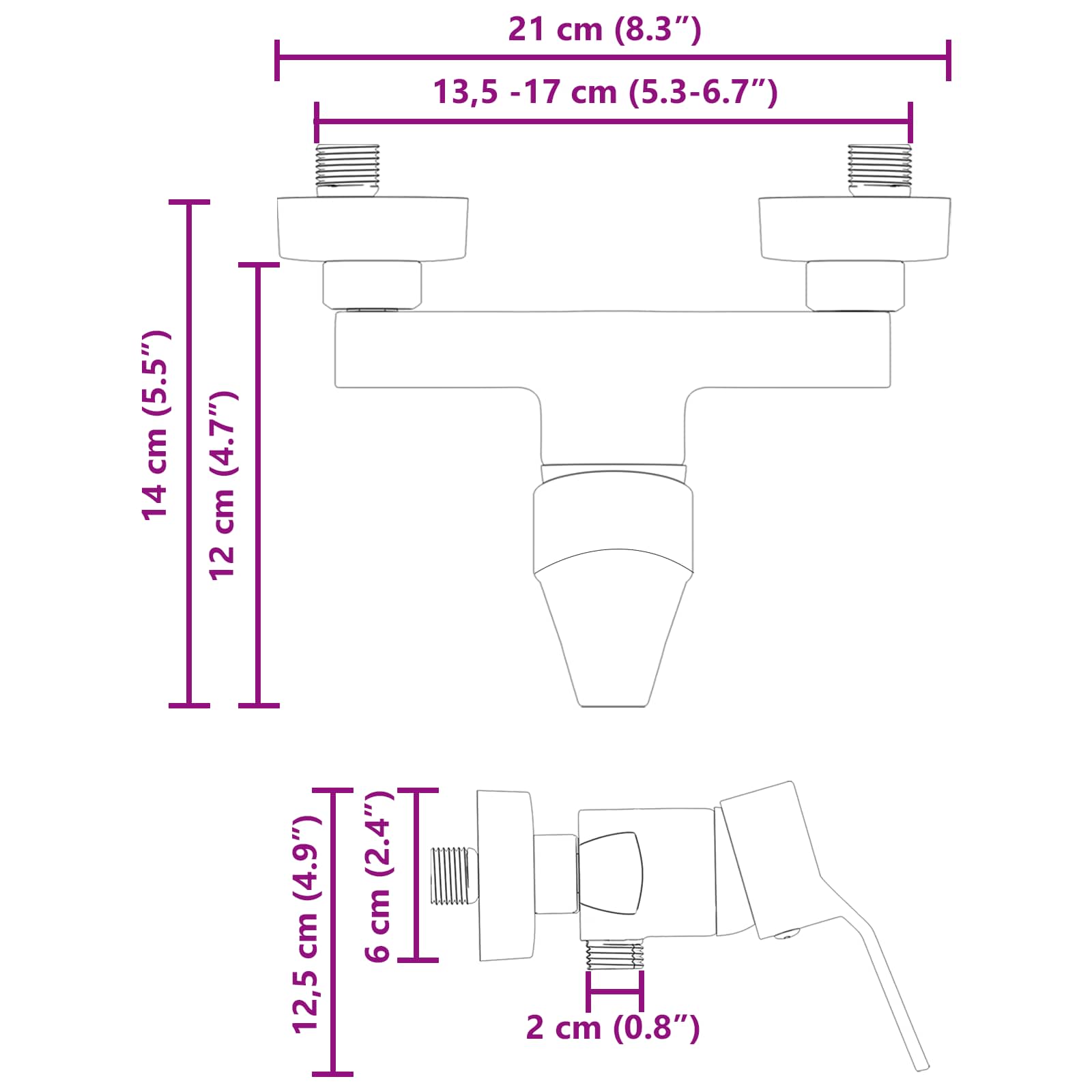 vidaXL Duschmischer Chrom G 1 / 2 Zoll Messing