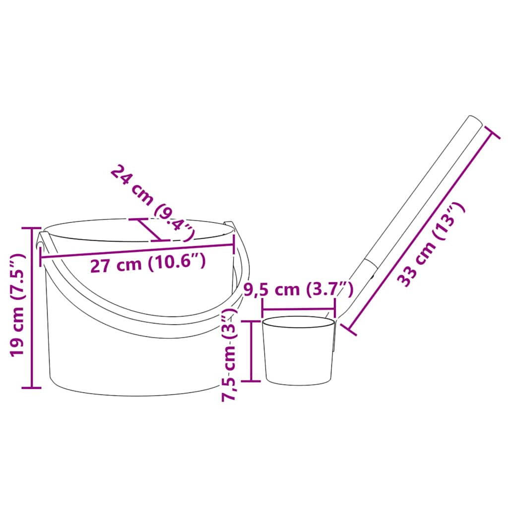 vidaXL Sauna Zubehör Set 2 pcs Schwarz