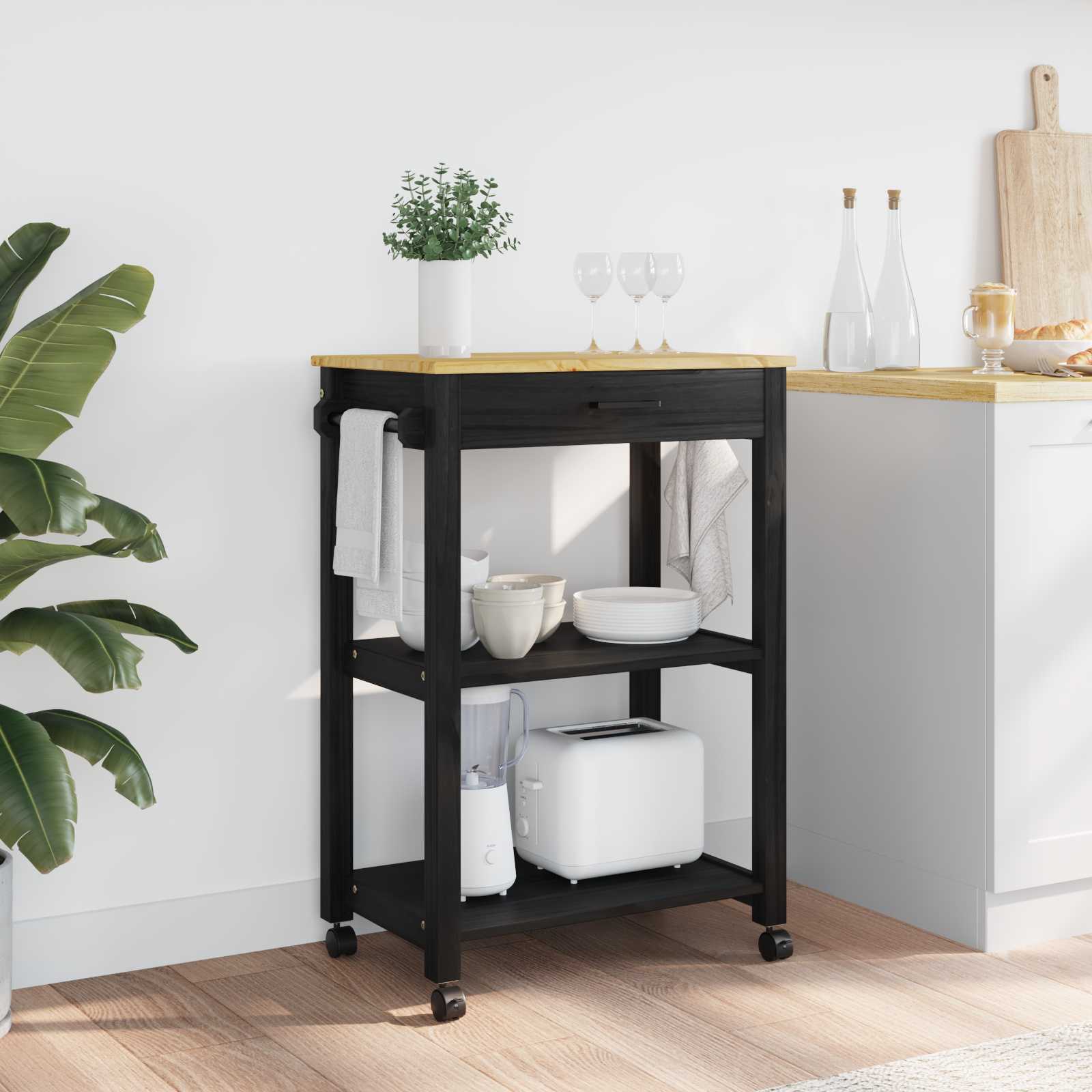 vidaXL Küchenwagen MONZA 60x40x88,5 cm Massivholz Kiefer