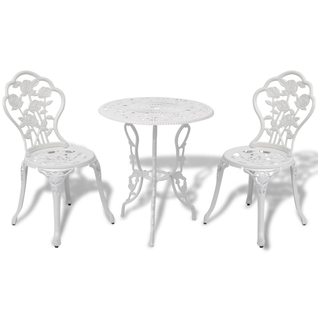 3-tlg. Bistro-Set Aluminiumguss Schwarz