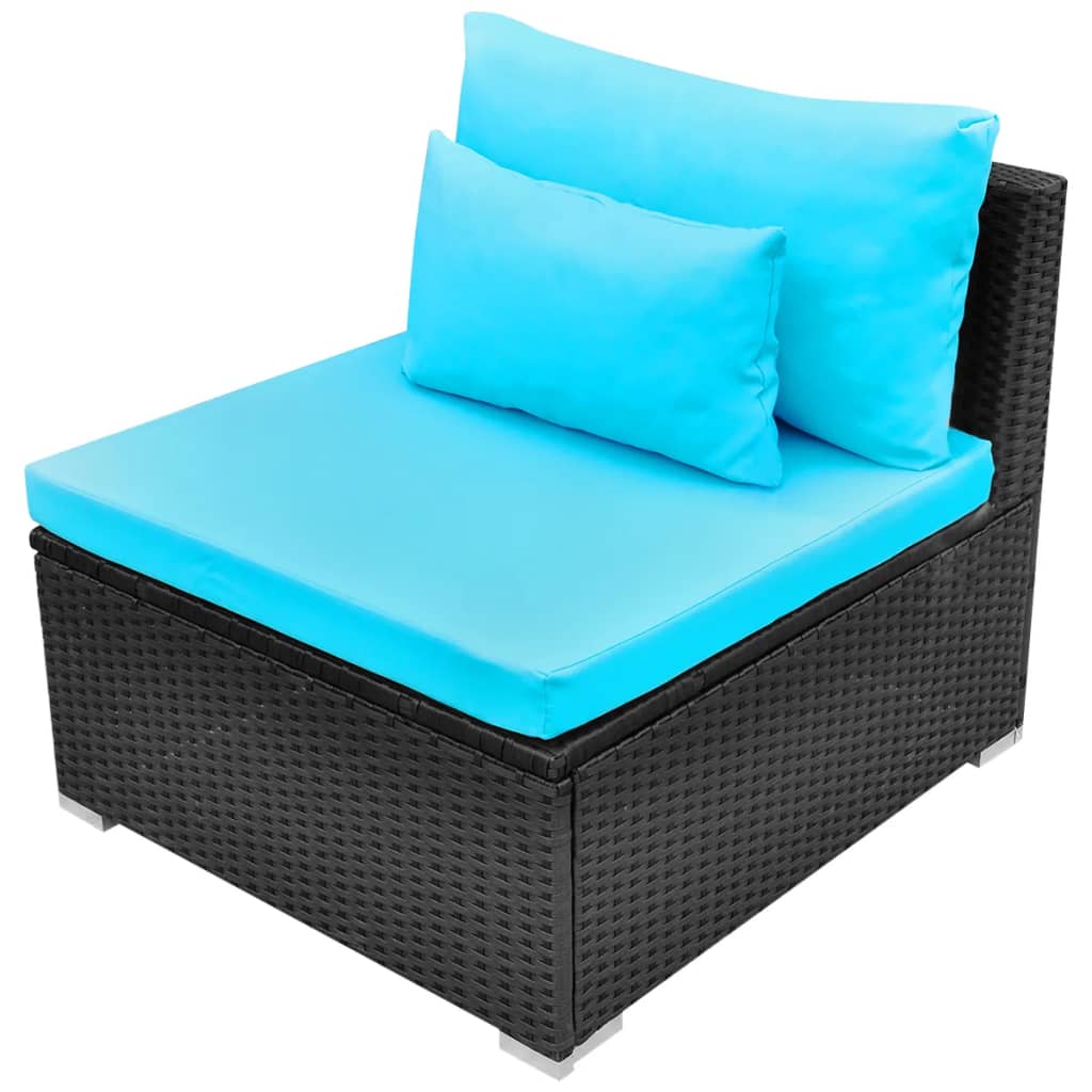 vidaXL 13-tlg. Garten-Lounge-Set mit Auflagen Poly Rattan Blau