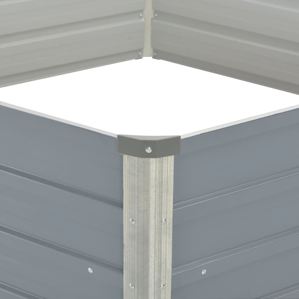 vidaXL Hochbeet 129 x 129 x 46 cm Verzinkter Stahl Grau