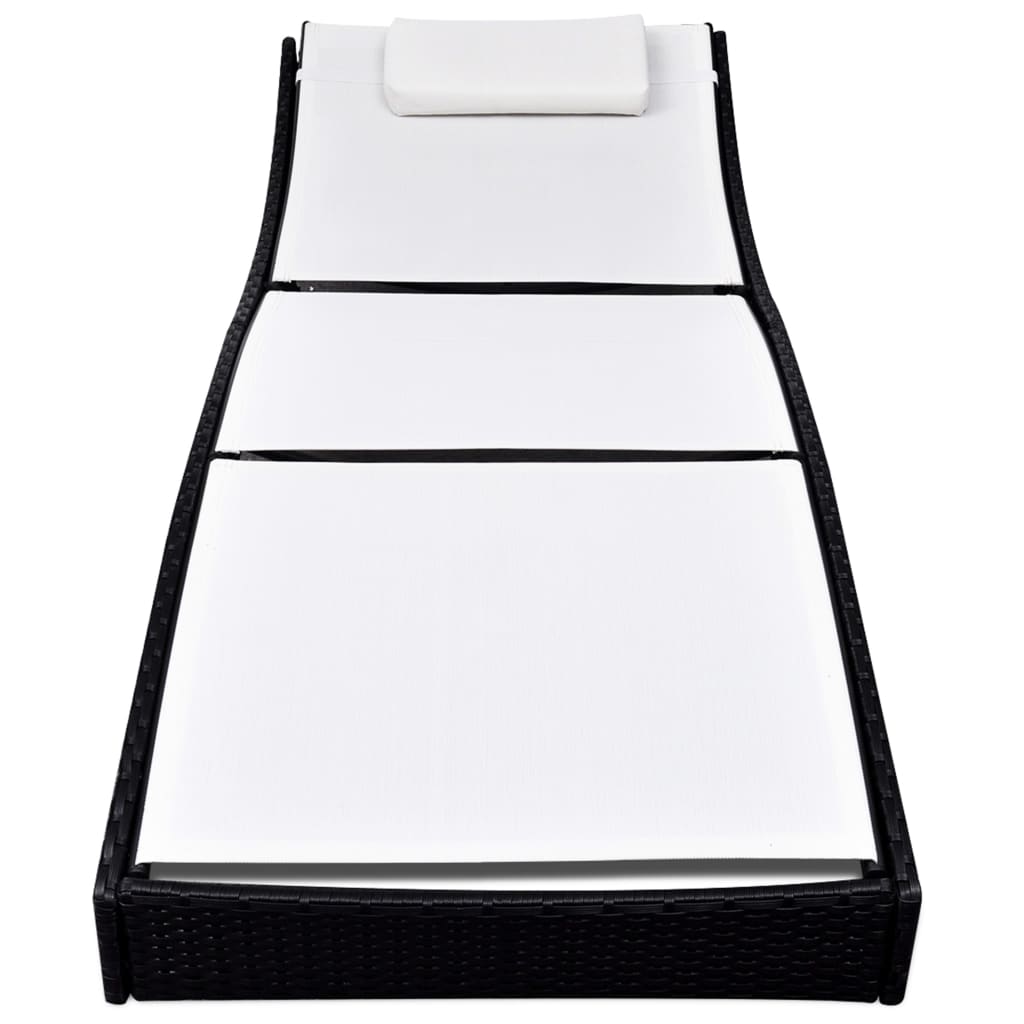 vidaXL Sonnenliege Poly Rattan Schwarz