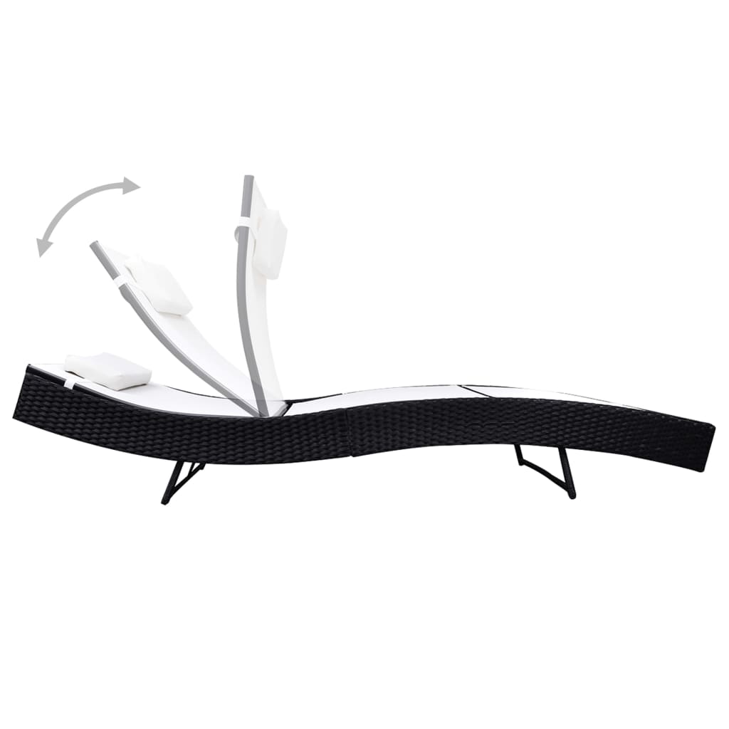 vidaXL Sonnenliege Poly Rattan Schwarz