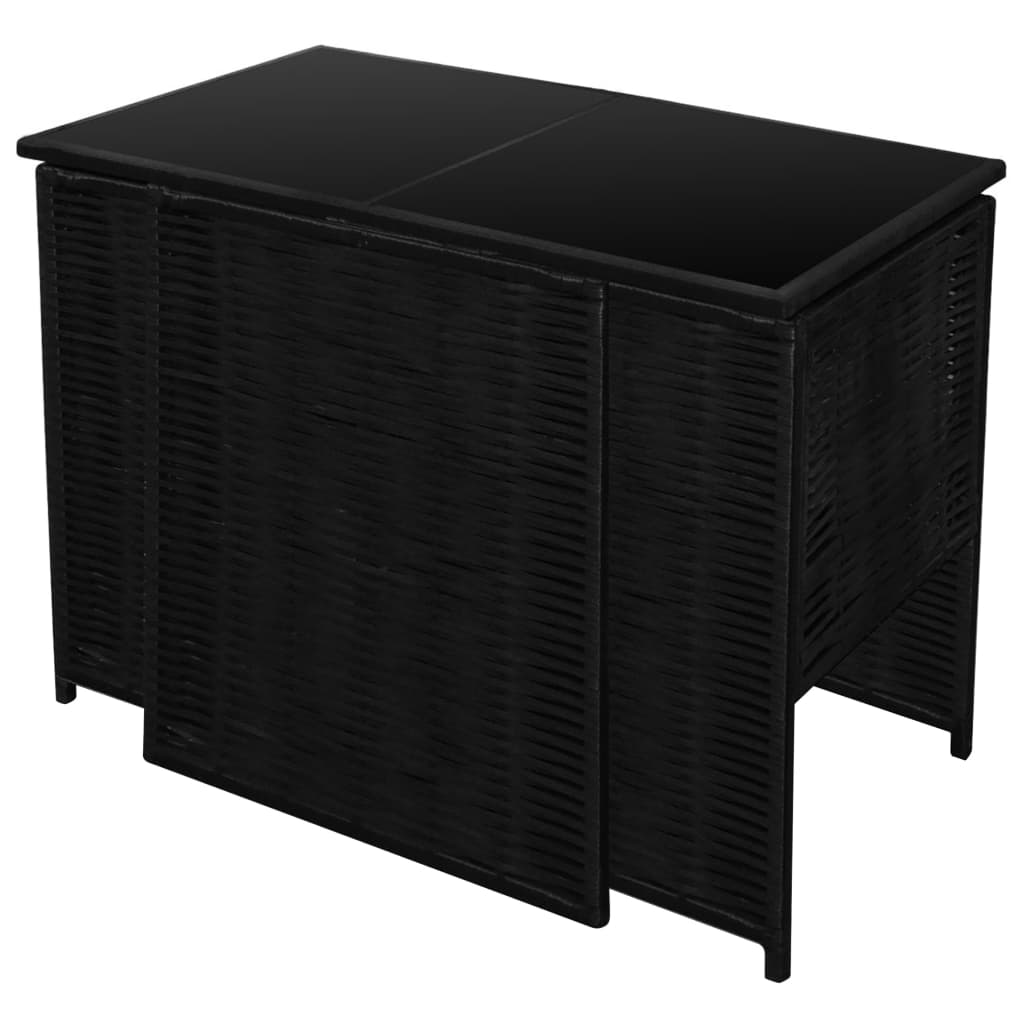 vidaXL 3-tlg. Bistro-Set mit Auflagen Poly Rattan Schwarz