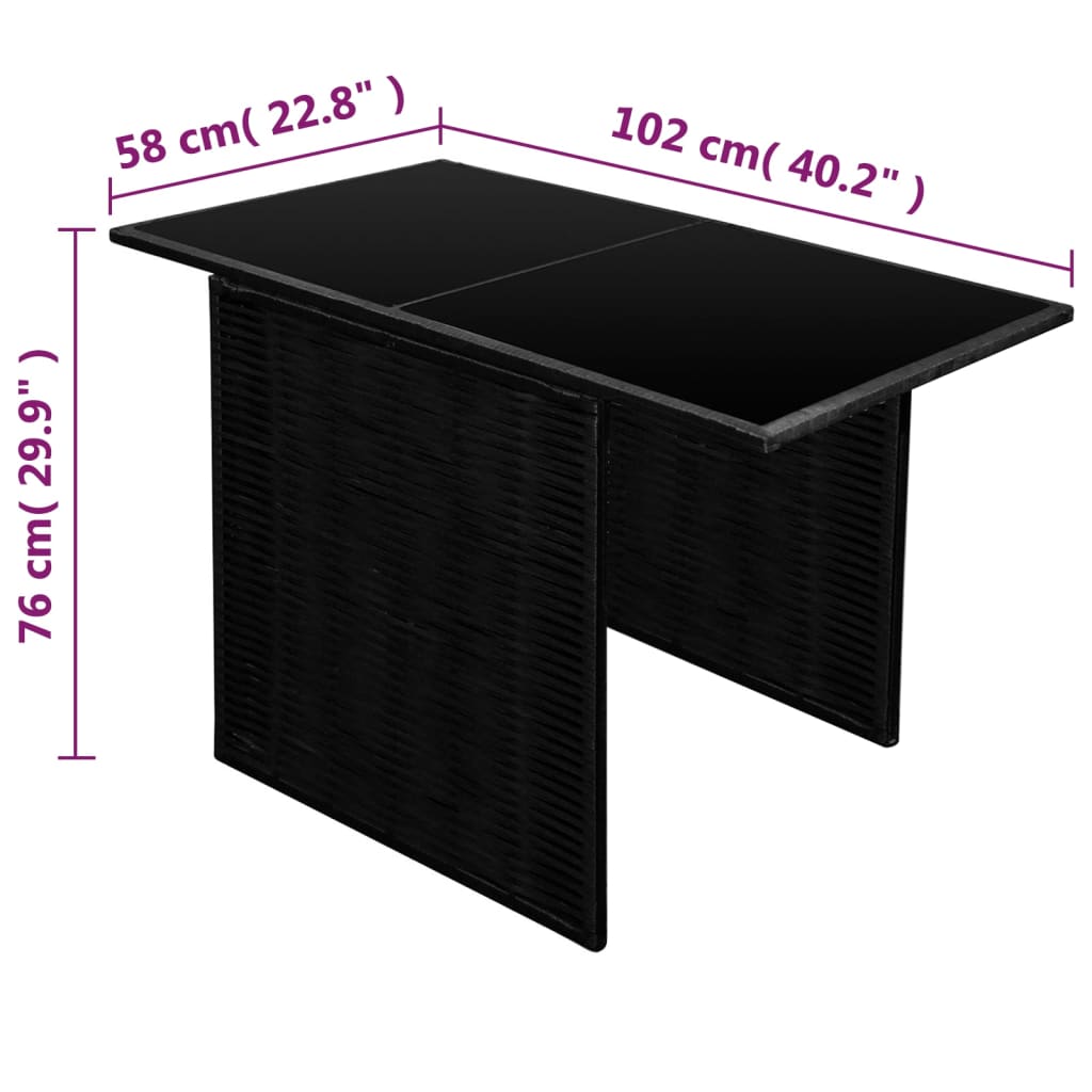 vidaXL 3-tlg. Bistro-Set mit Auflagen Poly Rattan Schwarz