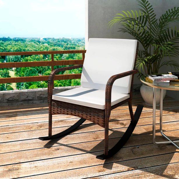 vidaXL Garten-Schaukelstuhl Braun Poly Rattan