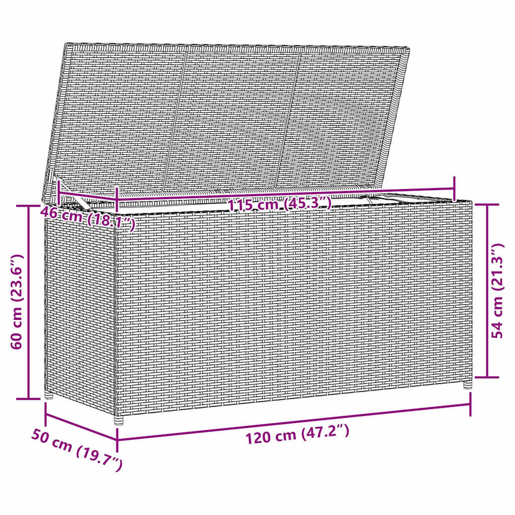vidaXL Garten-Auflagenbox Schwarz 120x50x60 cm Poly Rattan