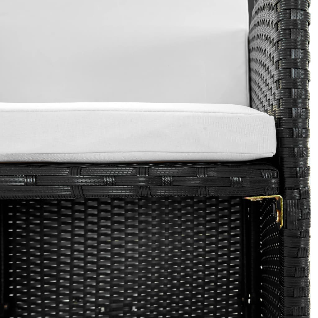 vidaXL 5-tlg. Garten-Essgruppe mit Auflagen Poly Rattan Schwarz