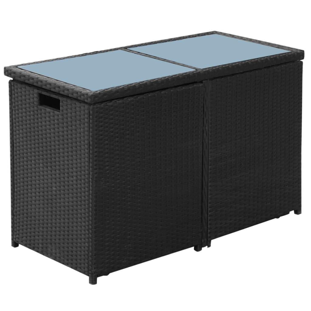 vidaXL 3-tlg. Bistro-Set mit Kissen Poly Rattan Schwarz