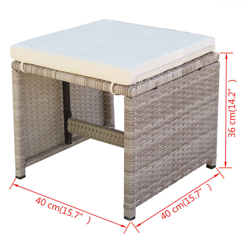 vidaXL 5-tlg. Garten-Essgruppe mit Auflagen Poly Rattan Beige