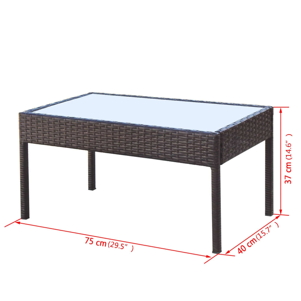 vidaXL 4-tlg. Garten-Lounge-Set mit Auflagen Poly Rattan Braun