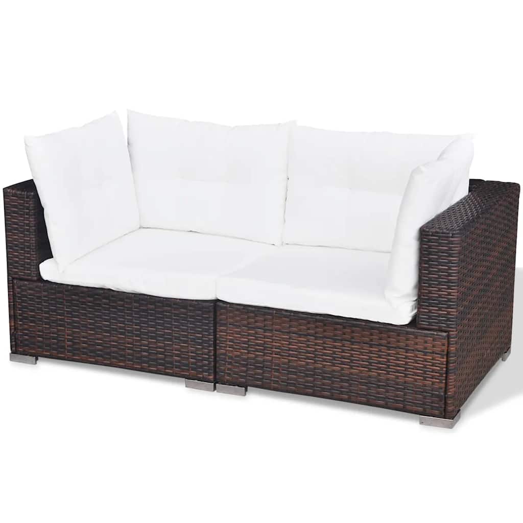 vidaXL 6-tlg. Garten-Lounge-Set mit Kissen Poly Rattan Braun