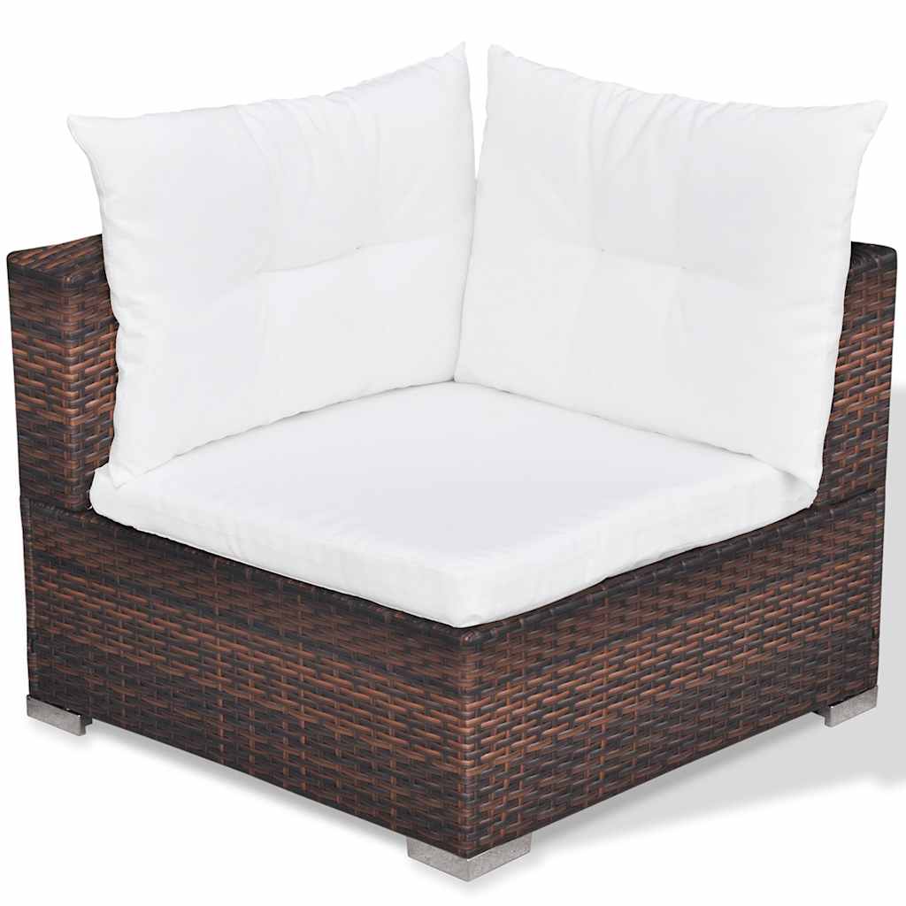 vidaXL 6-tlg. Garten-Lounge-Set mit Kissen Poly Rattan Braun