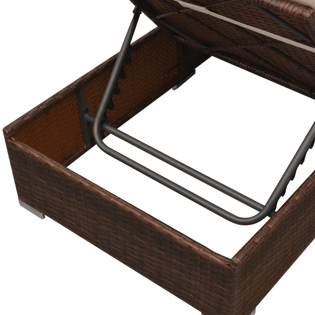 vidaXL 3-tlg. Garten-Lounge-Set mit Kissen Poly-Rattan Braun