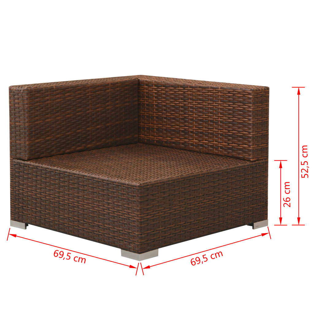 vidaXL 3-tlg. Garten-Lounge-Set mit Kissen Poly-Rattan Braun