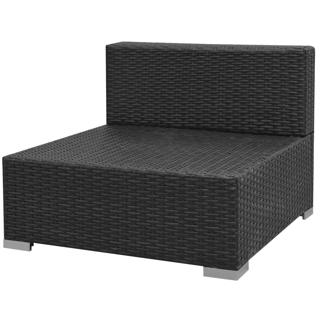 vidaXL 7-tlg. Garten-Lounge-Set mit Sonnendach Poly Rattan Schwarz
