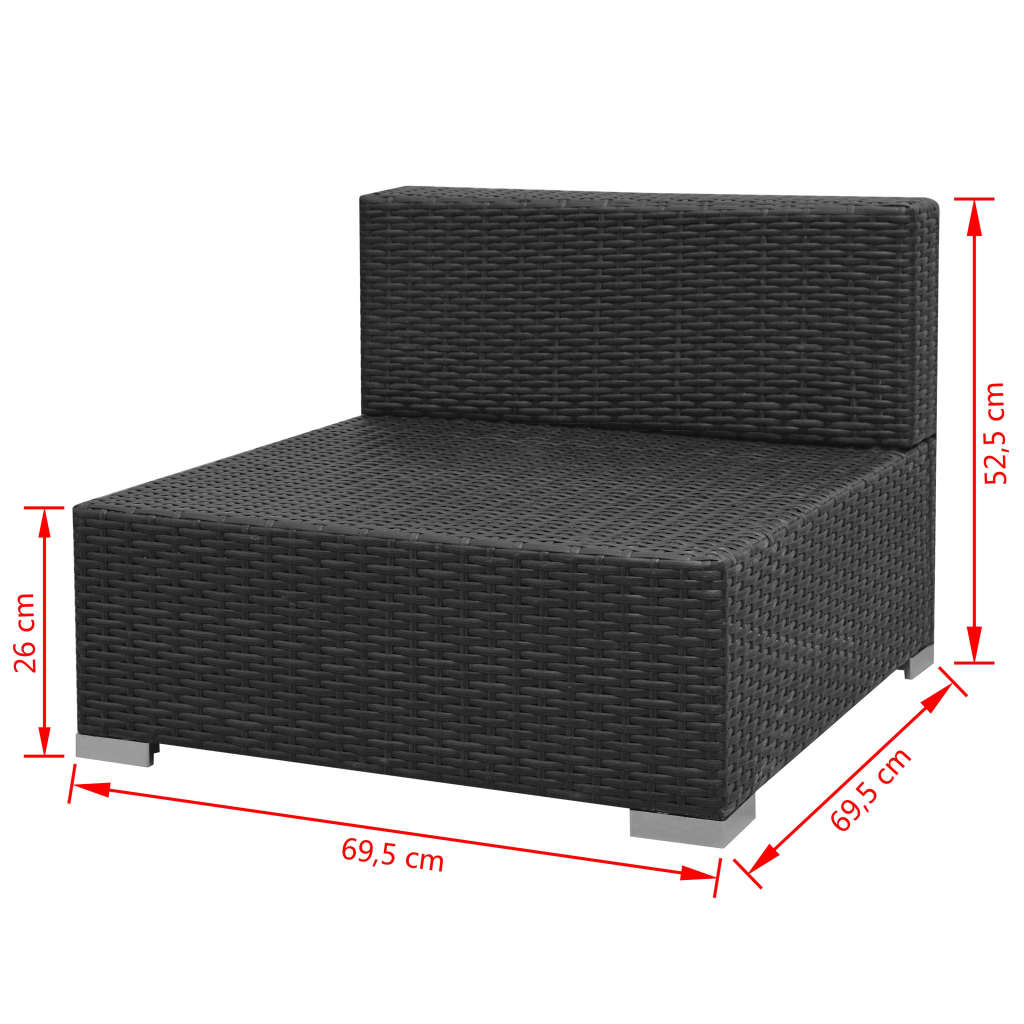vidaXL 7-tlg. Garten-Lounge-Set mit Sonnendach Poly Rattan Schwarz