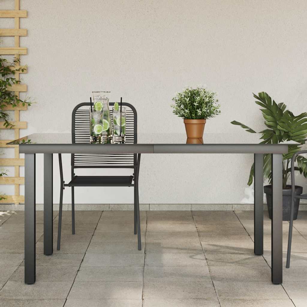 vidaXL Gartentisch Schwarz 80x80x74 cm Aluminium und Glas