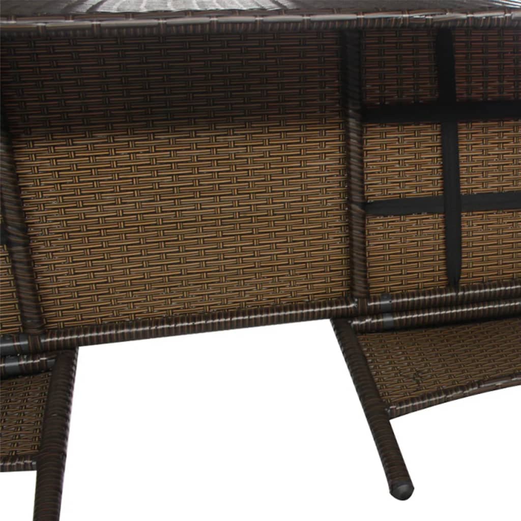 vidaXL Gartensofa 2-Sitzer mit Teetisch Poly Rattan Braun