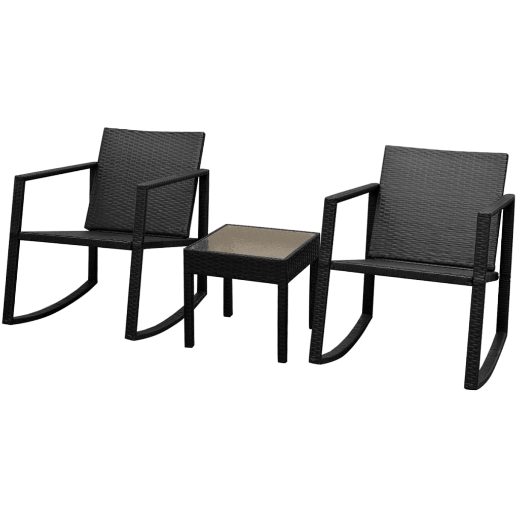 vidaXL 3-tlg. Bistro-Set Poly Rattan Schwarz