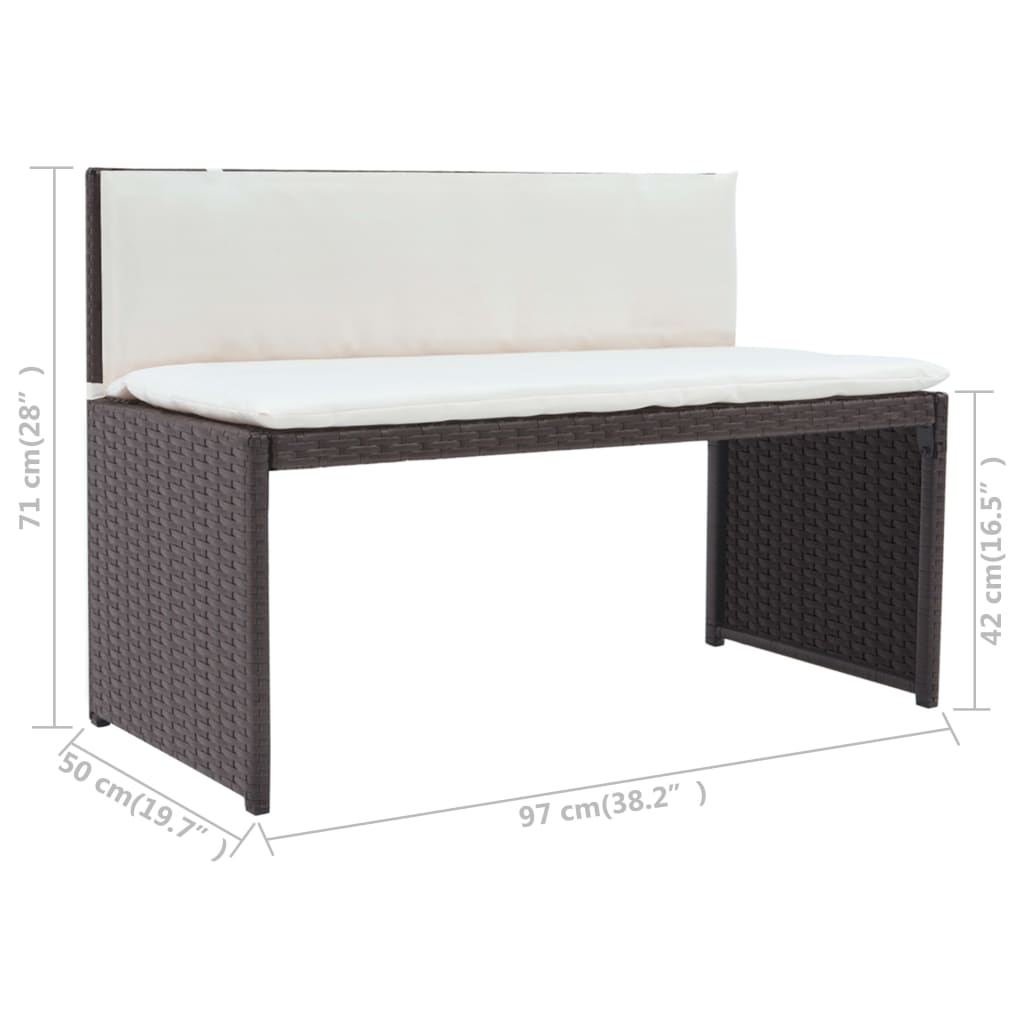 vidaXL 5-tlg. Garten-Essgruppe Stahl Poly Rattan Braun