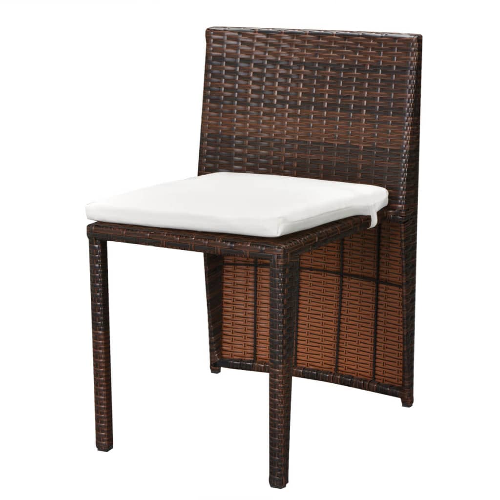 vidaXL 3-tlg. Bistro-Set mit Auflagen Poly Rattan Braun