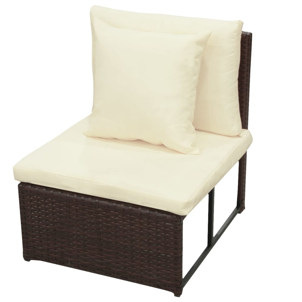 vidaXL 8-tlg. Garten-Lounge-Set mit Auflagen Poly Rattan Braun