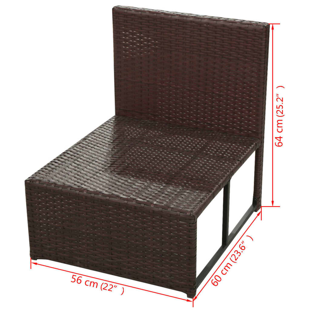 vidaXL 8-tlg. Garten-Lounge-Set mit Auflagen Poly Rattan Braun