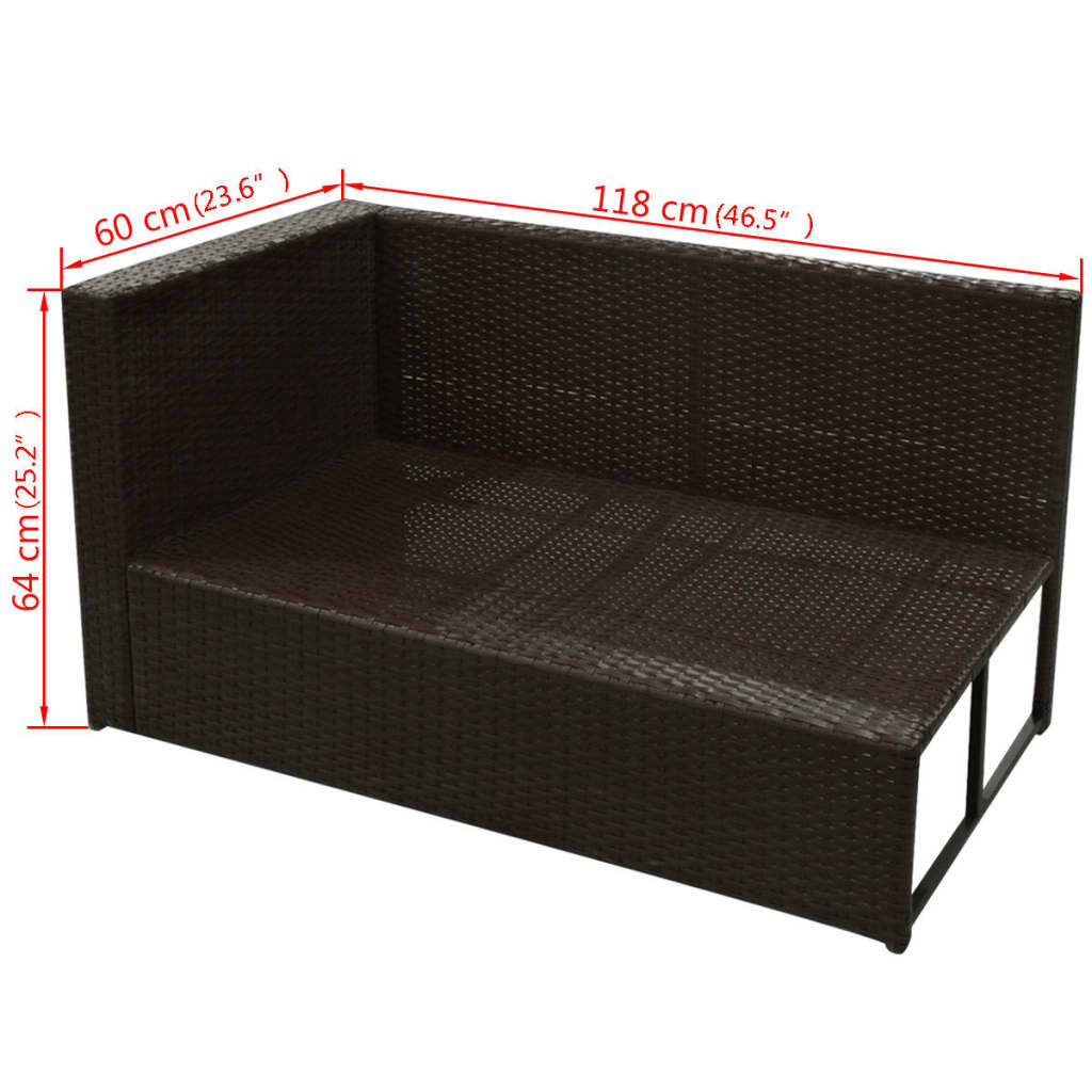 vidaXL 8-tlg. Garten-Lounge-Set mit Auflagen Poly Rattan Braun